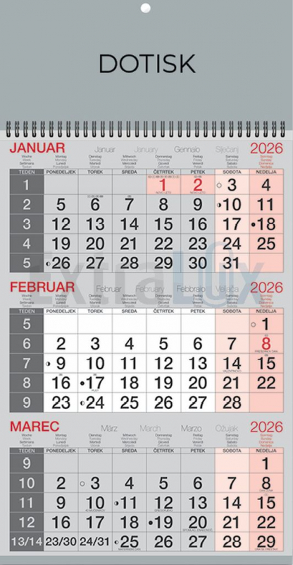 KOLEDAR 3-MESEČNI POSLOVNI-ŠPIRALA 201238 2026