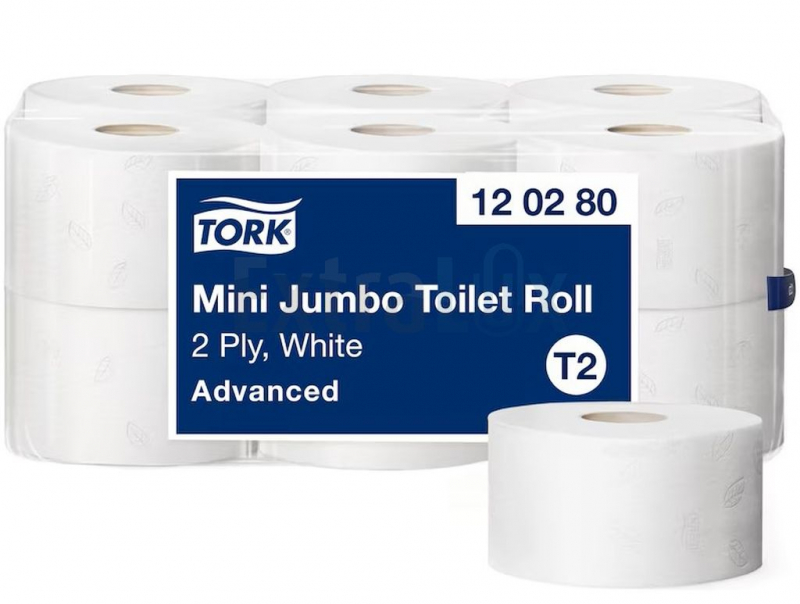 TOALETNI PAPIR DVOSLOJNI MINI JUMBO TORK 120280 T2 BEL 12/1