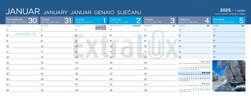 KOLEDAR NAMIZNI POKONČNI S SLIKO 26-070 MODER 2026