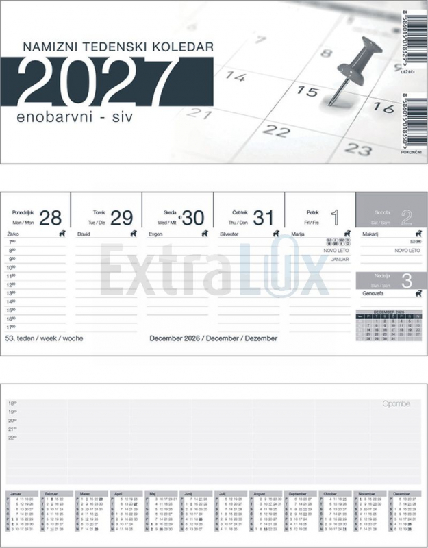 KOLEDAR NAMIZNI POKONČNI SIV 2027