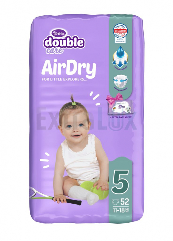 OTROŠKE PLENICE VIOLETA AIR DRY 5 JUNIOR 11-18KG + VLAŽILNI ROBČKI 1/52
