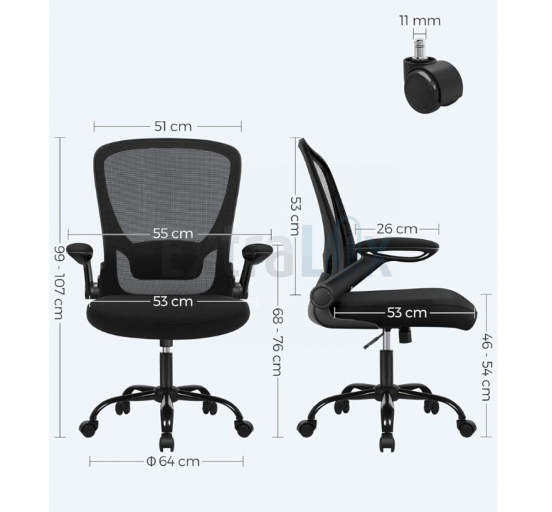 STOL PISARNIŠKI SONGMICS OBN37BKV2, ČRN