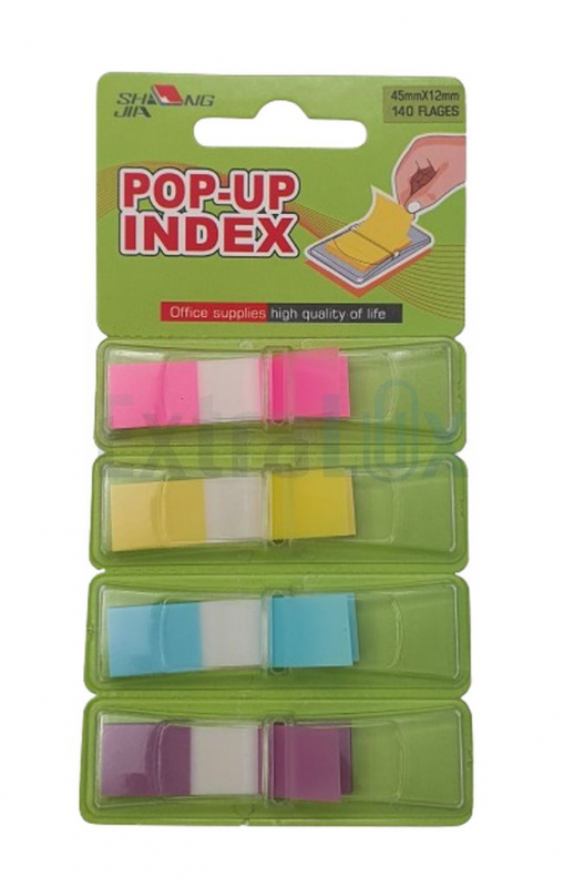 OZNAČEVALEC INDEX POP-UP 4 NEON BARVE 4X35L 45X11MM