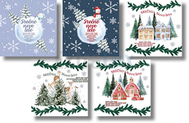 VOŠČILNICE NOVOLETNE KOCKA 150X150 KOMP 2 10/1