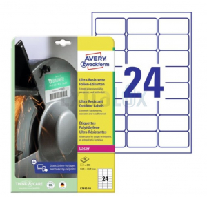 ETIKETE AVERY ZWECKFORM L7912-10 63,5X33,9 POLIESTER BELE IZJEMNO ODPORNE 1/10