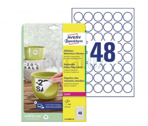 ETIKETE AVERY ZWECKFORM L4716REV-20 FI30 MM BELE ODSTRANLJIVE 1/20