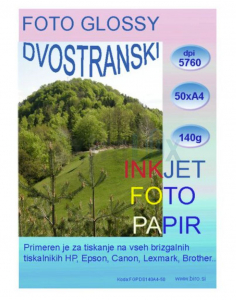 PAPIR FOTO A4 140G INK JET HIGH GLOSSY DVOSTRANSKI 1/50