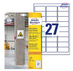 ETIKETE AVERY ZWECKFORM L7874-20 SUPER MOČNO LEPILO 63,5X29,6 1/20