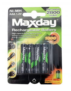 BATERIJA MAXDAY POLNILNA AAA 1,2V NI-MH 2800 MAH 1/4