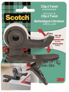 STOJALO ZA LEPILNI TRAK SCOTCH 3M CLIP&TWIST SIVO