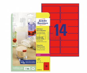 ETIKETE AVERY ZWECKFORM L7263R-25 99,1X38,1 RDEČE 1/25