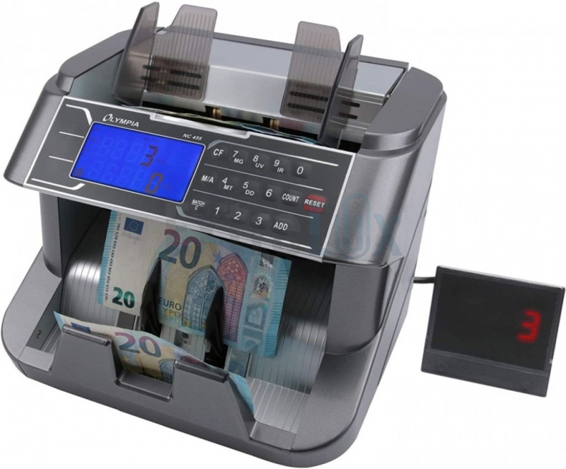 DETEKTOR IN ŠTEVEC BANKOVCEV OLYMPIA NC 455 Z UV, MG SENZORJEM IN DODATNIM ZASLONOM