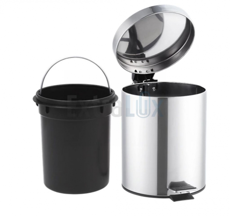 KOŠ KOVINSKI S PEDALOM MSV 20 LT INOX BEL (100024)