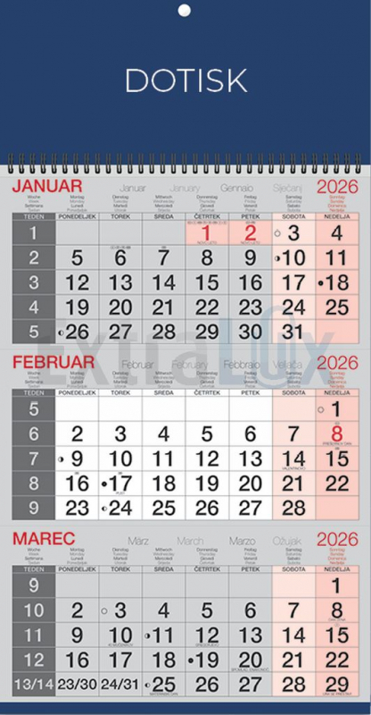 KOLEDAR 3-MESEČNI POSLOVNI-ŠPIRALA  2026