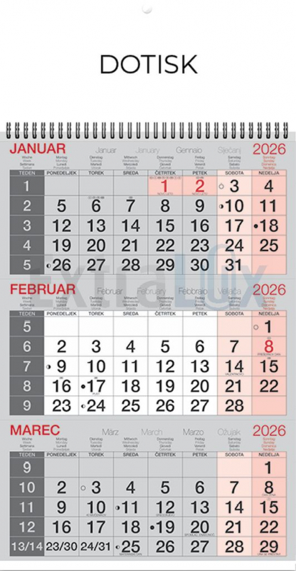 KOLEDAR 3-MESEČNI POSLOVNI-ŠPIRALA  2026