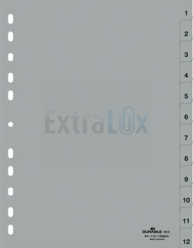 PREGRADNI REGISTER PP A4 DURABLE D-6512 ŠTEVILKE 1-12 DU651210 SIV