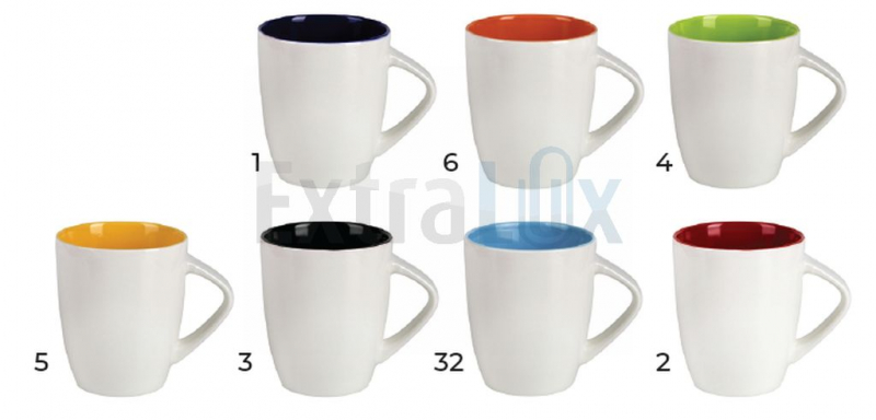 KERAMIČNA SKODELICA BELA Z BARVNO NOTRANJOSTJO