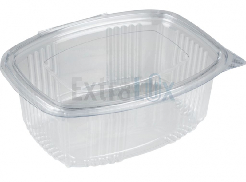 OVALNA POSODA ZA SOLATO S PRIPETIM POKROVOM, RPET, 250ML, 100/1