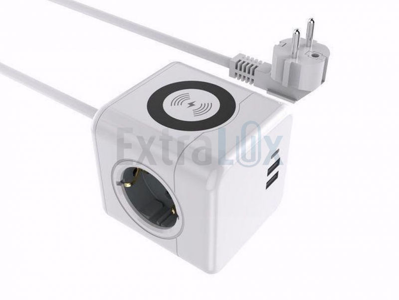 ELEKTRIČNI RAZDELILEC POWERCUBE - 3 SCHUKO VTIČNICE, 2XUSB-A, USB-C 1,5M ČRN