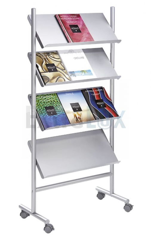 STOJALO PROSPEKTNO ZA 12X A4, NA KOLEŠČKIH Z ZAVORO