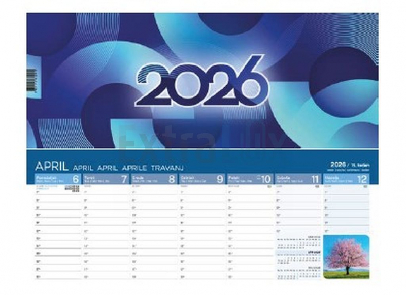 KOLEDAR NAMIZNI POKONČNI S SLIKO  MODER 2026