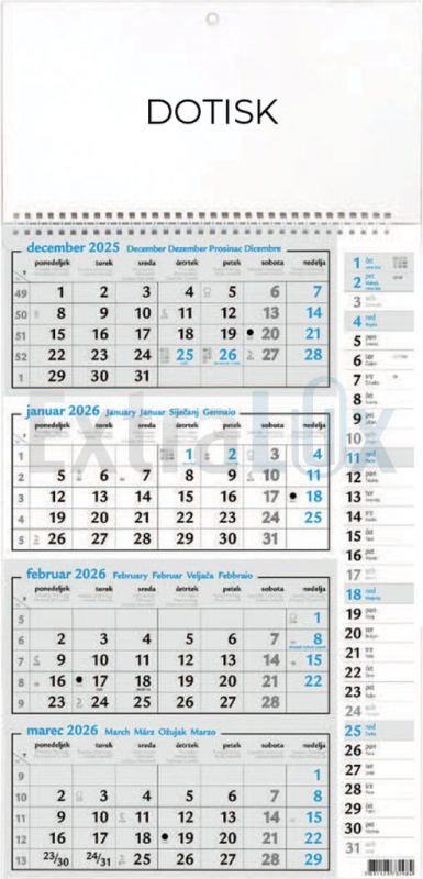 KOLEDAR ŠTIRIMESEČNI S PLANERJEM  2026