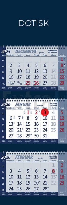 KOLEDAR TRIDELNI POSLOVNI ŠPIRALA 2026