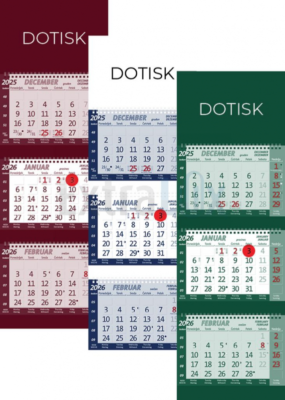 KOLEDAR TRIDELNI POSLOVNI ŠPIRALA 2026