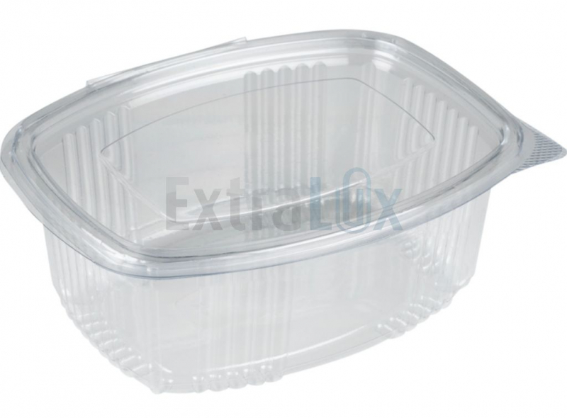 OVALNA POSODA ZA SOLATO S PRIPETIM POKROVOM, RPET, 375ML, 100/1