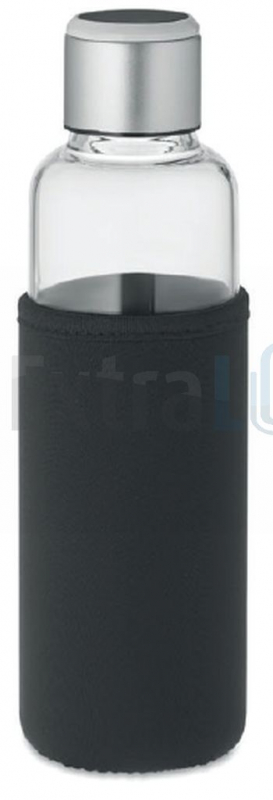 STEKLENICA V ETUIJU Z OPOMNIKOM ZA PITJE VODE IZ BOROSILIKATNEGA STEKLA