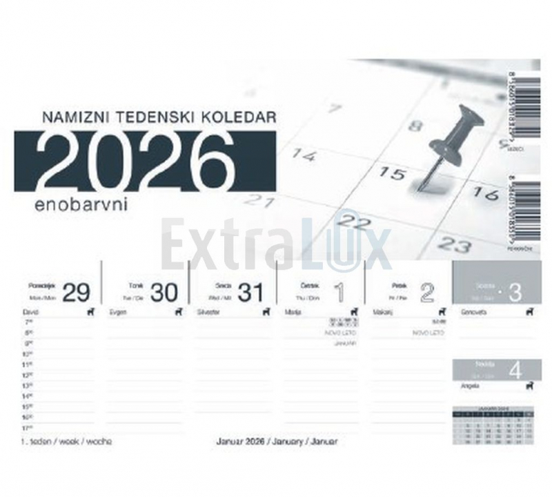 KOLEDAR NAMIZNI POKONČNI SIV  2026