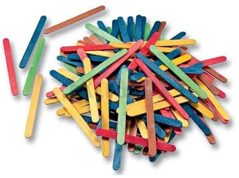 PALČKE LESENE 114X10MM MEŠANE BARVE - MODRE, RDEČE, RUMENE, ZELENE, RJAVE 500/1