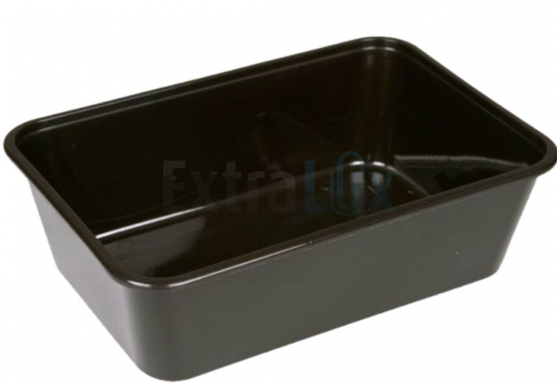 POSODA PLASTIČNA PRAVOKOTNA, ČRNA, ENODELNA, 750ML, PP, PRIMERNA ZA TOPLE JEDI, 50/1