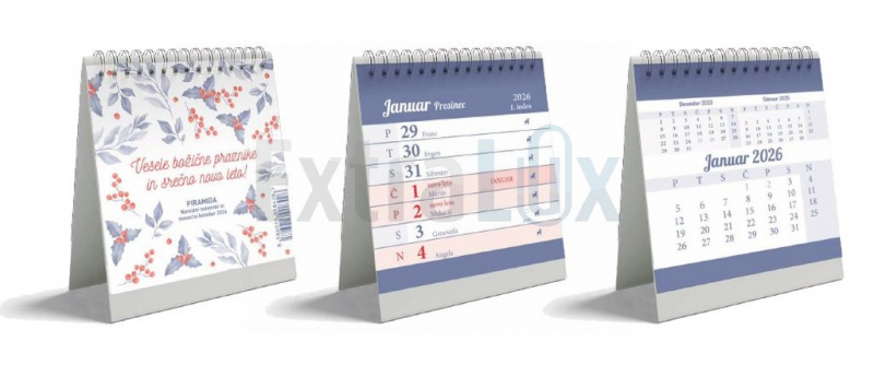 KOLEDAR NAMIZNI PIRAMIDA KARTON BEL  2026