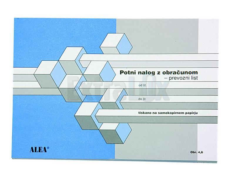 OBRAZEC 4,6 POTNI NALOG Z OBRAČUNOM-PREVOZNI LIST A5 KOPIRNI