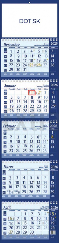 KOLEDAR PETDELNI ŠPIRALNI  2026 MODER