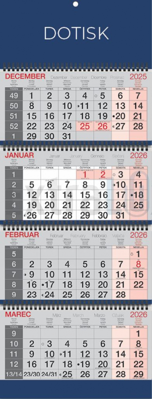 KOLEDAR POSLOVNI ŠTIRIDELNI S ŠPIRALO  2026