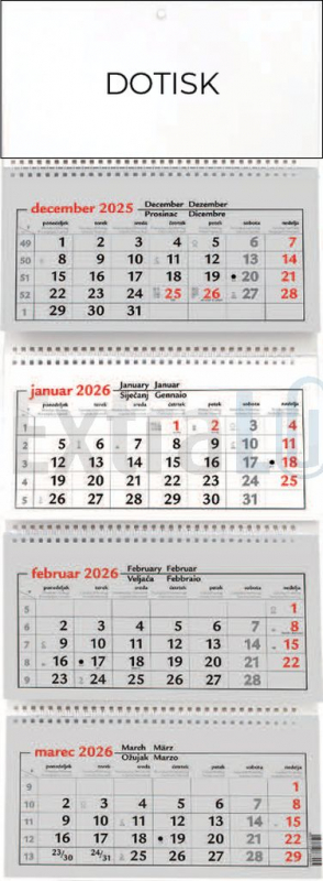 KOLEDAR ŠTIRIDELNI ŠPIRALNI SI/RD 2026