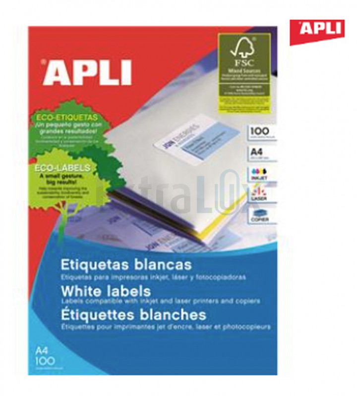ETIKETE LASER APLI 64,6X33,8MM, NAVADNE BELE 100/24/1