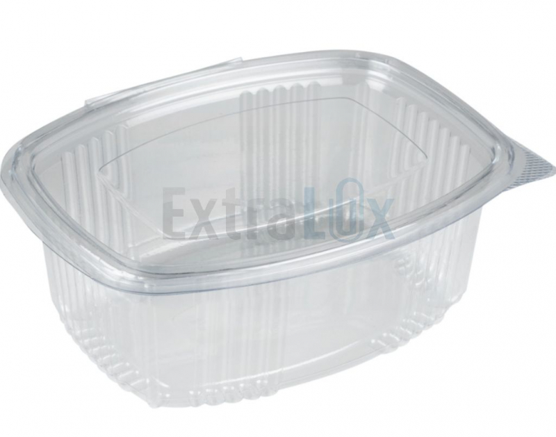 OVALNA POSODA ZA SOLATO S PRIPETIM POKROVOM, RPET, 500ML, 100/1