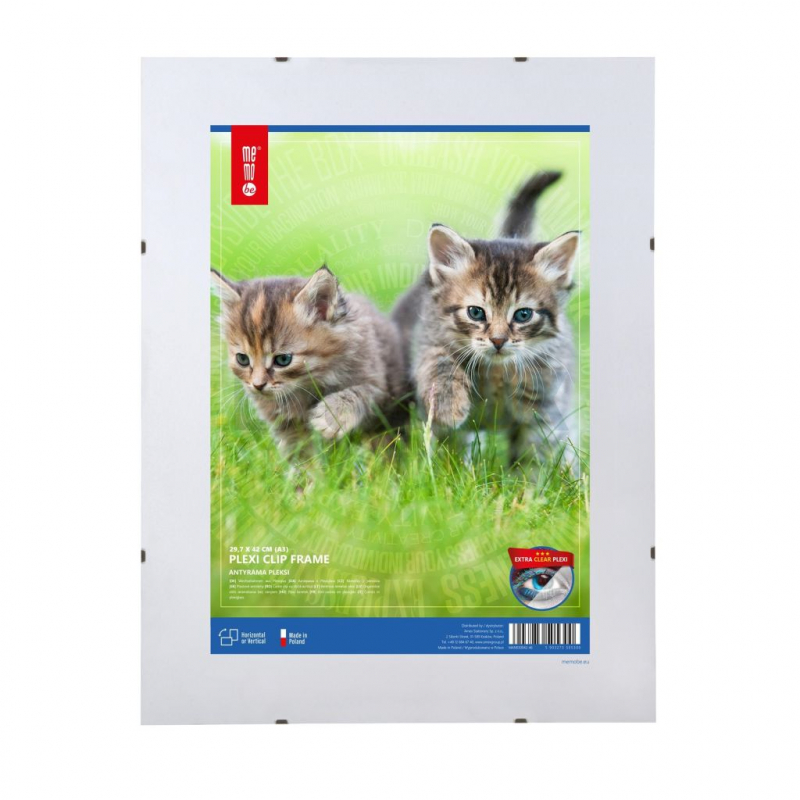 OKVIR ZA SLIKO BREZ OKVIRJA MEMOBE A3 CLIP 29,7X42CM, PLEKSI STEKLO
