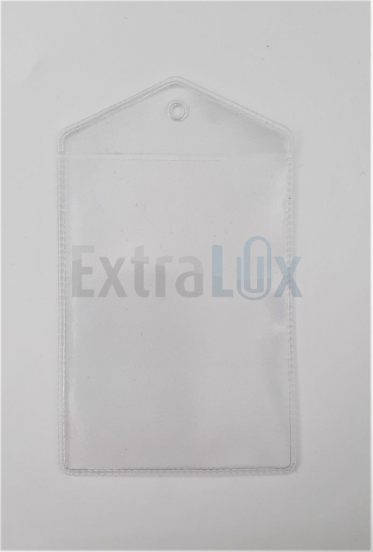 ETUI IDENTIFIK. POKONČNI PVC 100X75MM (ŽEPEK 90X58MM) OKROGLA LUKNJICA NA KRAJŠI STRANI