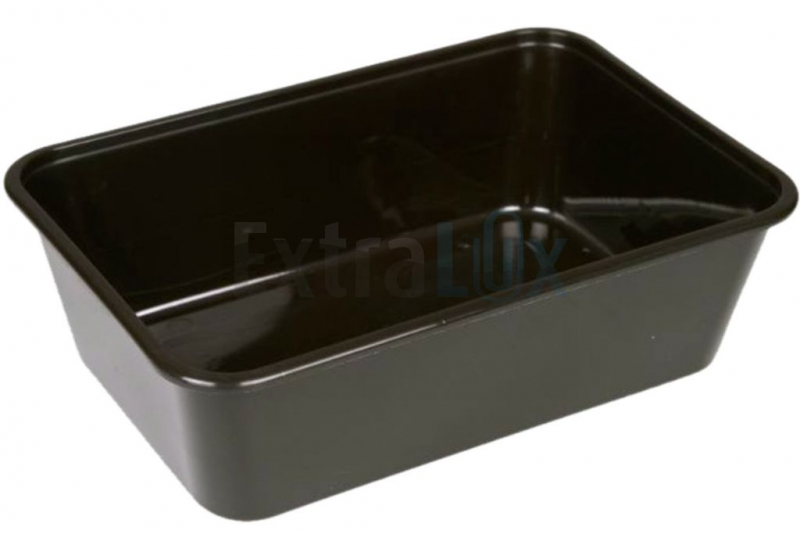 POSODA PLASTIČNA PRAVOKOTNA, ČRNA, ENODELNA, 1000ML, PP, PRIMERNA ZA TOPLE JEDI, 50/1