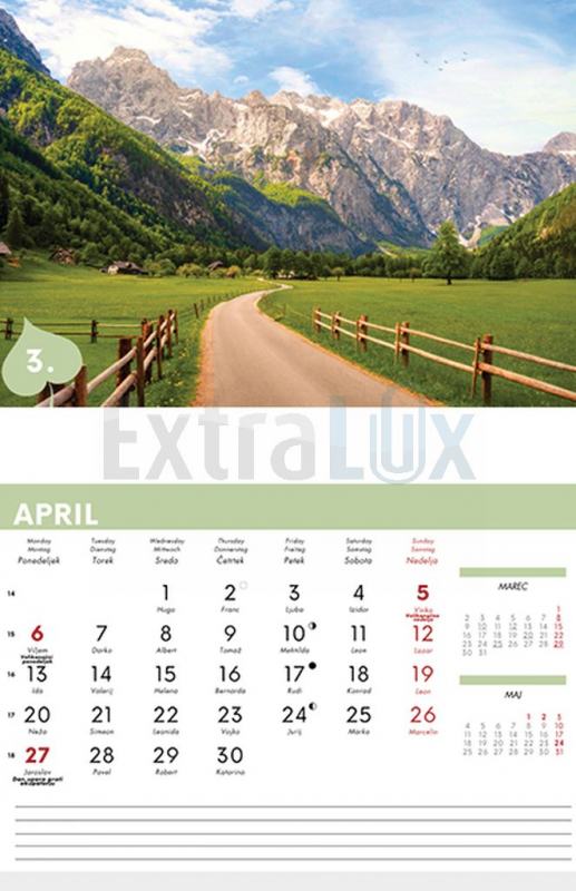 KOLEDAR POTEP PO SLOVENIJI  2026