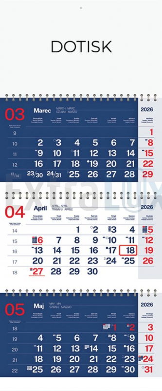 KOLEDAR TRIDELNI POSLOVNI S ŠPIRALO 2026