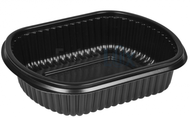 POSODA PLASTIČNA MENU, 1000ML, ČRNA, ZA TOPLE JEDI, 21X8X6CM, 50/1