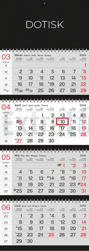 KOLEDAR ŠTIRIDELNI BARVNI S ŠPIRALO 2026