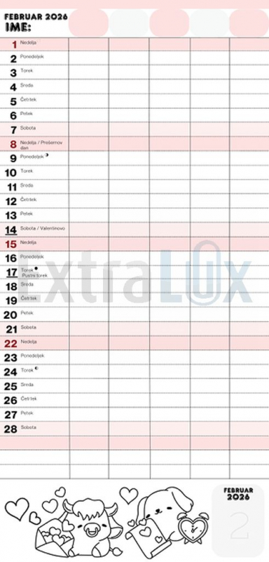 KOLEDAR DRUŽINSKI PLANER 2026