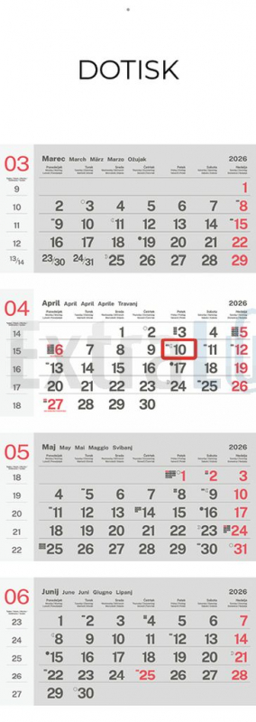 KOLEDAR ŠTIRIDELNI LEPLJEN 2026