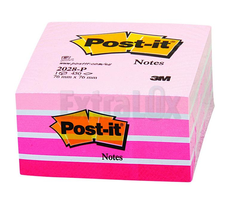 SAMOLEPILNA KOCKA POST-IT 3M 2028-P 76X76 ROZA-BELA 450L